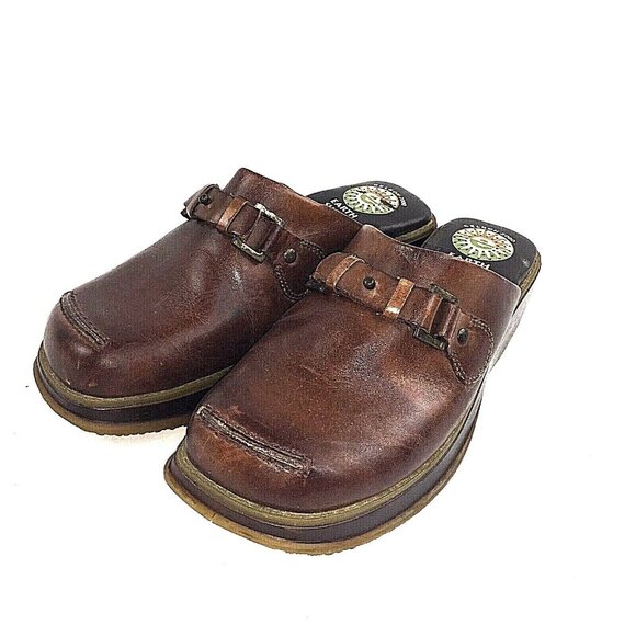 Earth Shoe Gelron 2000 Womens Brown Leather Clog Mules Slip On Daphne US 5.5 - Picture 3 of 12